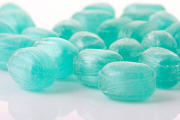Closeup of sweets on white background