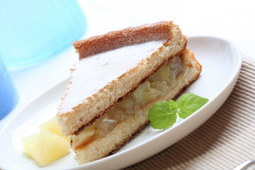 Studio shot of apple pie on plate