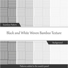 Black and White Woven Bamboo Texture. bamboo seamless pattern and background.