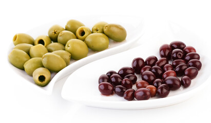 Studio shot of olives on plate