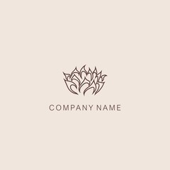 Floral symbol in a simple form. Rose or peony logo