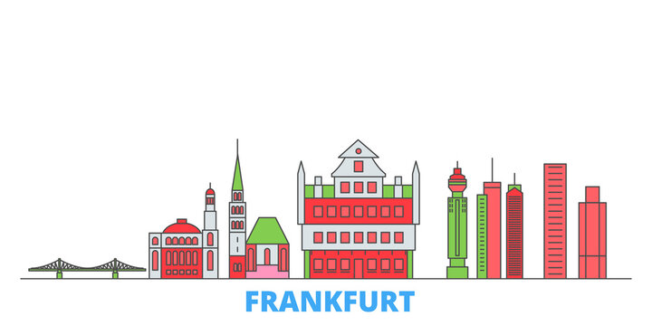Germany, Frankfurt cityscape line vector. Travel flat city landmark, oultine illustration, line world icons