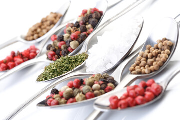 Close up of spices at spoones