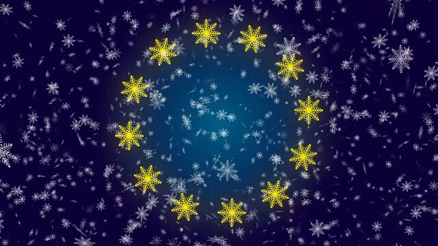 Fiocchi di neve. Bandiera Europea.