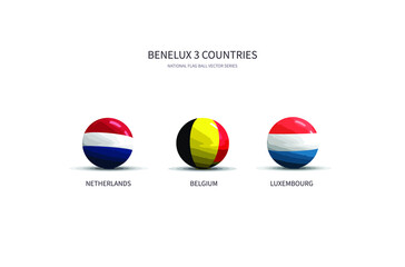 Flag Ball Vector of Benelux Countries. - obrazy, fototapety, plakaty