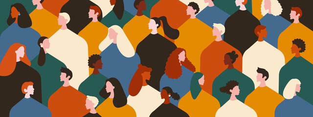 Stop racism. Multinationality. Black lives matter. Flat style. Vector stock illustration. 