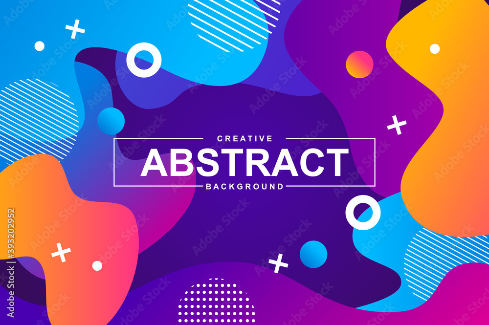 Aufkleber Unique design with dynamic liquid shapes. Colorful fluid style background for landing page, web banner, wallpaper. Bright composition with gradients, wavy pattern with header vector Illustration.