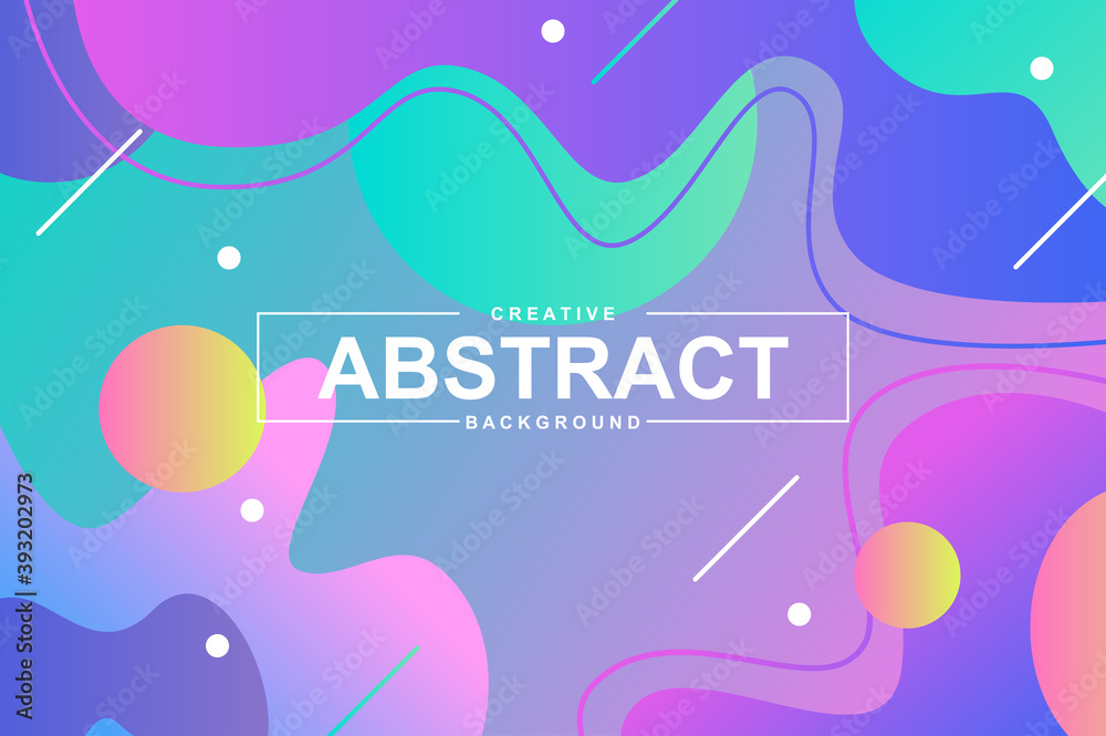 Fototapete Trendy design with dynamic liquid shapes. Colorful fluid style background for landing page, graphic presentation. Vivid composition with gradients, wavy pattern with header vector Illustration.