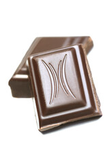 Close up of chocolate on white background