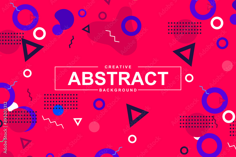 Fototapete abstract design with geometric shapes in memphis style. colorful creative background for landing pag