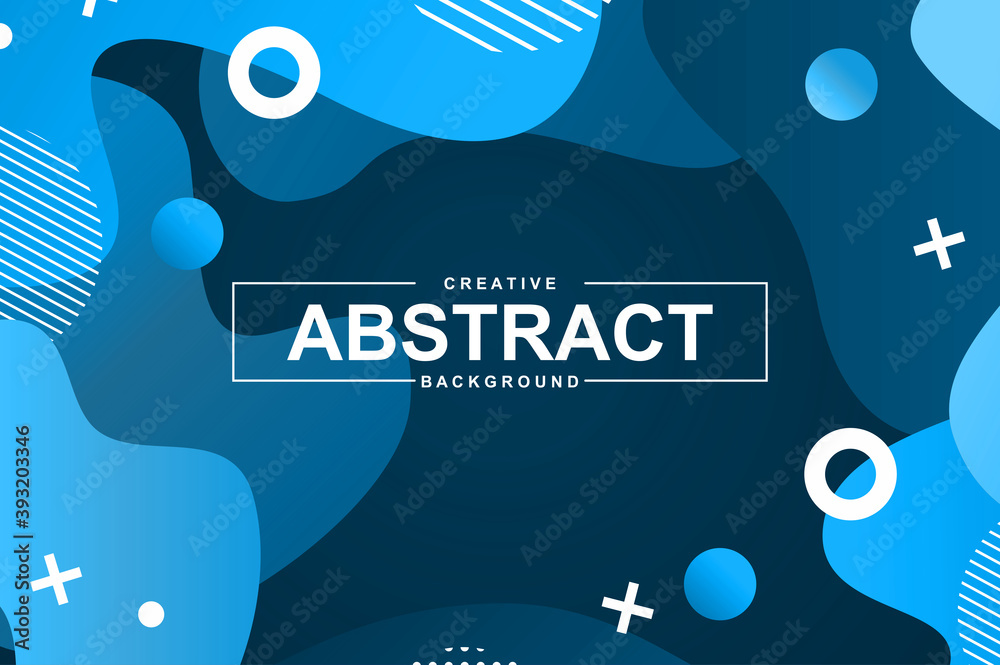 Fototapete Abstract design with liquid gradient shapes. Blue fluid background for landing page, web banner, graphic presentation. Minimal style composition, trendy wavy pattern with header vector Illustration.