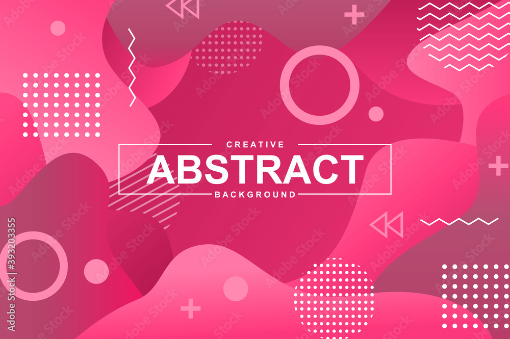 Fototapete Abstract design with liquid gradient shapes. Pink fluid background for landing page, web banner, graphic presentation. Minimal style composition, trendy wavy pattern with header vector Illustration.