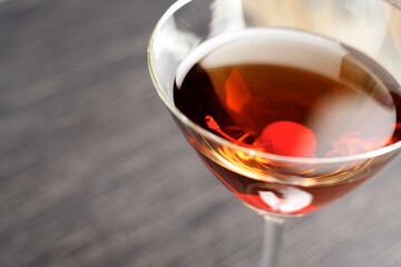 Studio shot of drink in martini glass