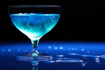 Close up of blue curacao drink