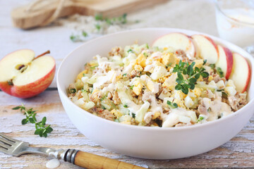 Tuna salad with egg and cucumber, Greek yoghurt sauce
