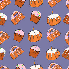 Easter cakes seamless pattern