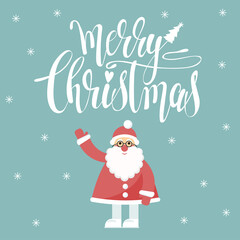 Merry Christmas Card Background. Christmas Doodle Lettering Pattern. Vector Christmas Original Creative Card Template.