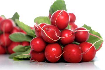 Bunch of raddish on white background