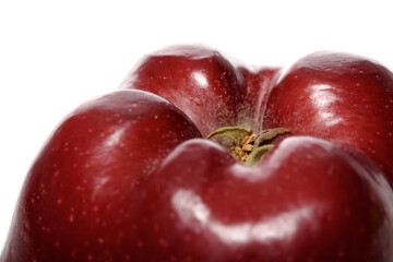 Close-up of red apple in white background