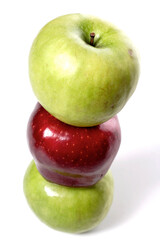 Close up of apples in stack
