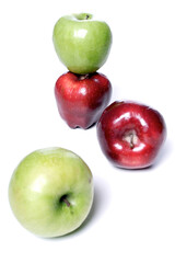 Close up of apples on white background