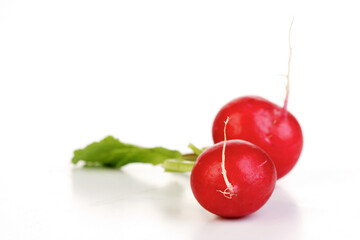 Close-up of radish on white background