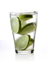 Studio shot of drink with lime slices