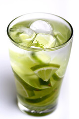 Close-up of drink with lime slices