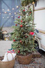 Christmas tree with decorations outdoor