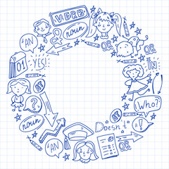 Concept of learning English. Flat design, vector pattern.