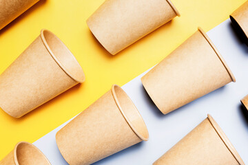 Disposable paper cups pattern. Eco-friendly pattern.