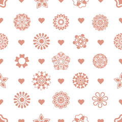 Baby pink abstract floral mandala flower seamless pattern vector design