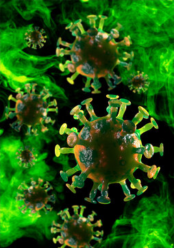 Airborne Coronavirus Pandemic 3D Illustration