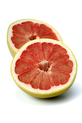 Fototapeta na wymiar Halved grapefruit on white background