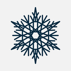 Vector set of snowflakes. Winter blue christmas snow flake crystal element. Xmas frost flat isolated silhouette symbol. Weather illustration ice collection.