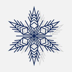 Vector set of snowflakes. Winter blue christmas snow flake crystal element. Xmas frost flat isolated silhouette symbol. Weather illustration ice collection.