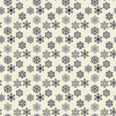 Fototapeta premium Snowflake simple seamless pattern. Abstract wallpaper, wrapping decoration. Symbol of winter, Merry Christmas holiday, Happy New Year celebration. Windy flakes falling winter seasonal weather vector.