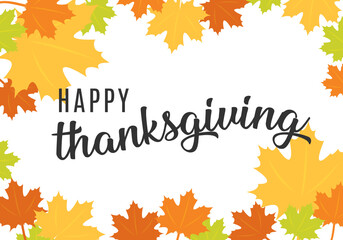 Happy Thanksgiving Autumn Fall Holiday Background Illustration with Leaves Vector Illustration for posters, flyers, online advertisement, social media, Greeting Cards, Holiday Cards