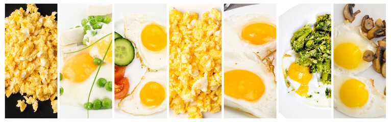 Breakfast Food Collage, Various Egg Dishes Collection - obrazy, fototapety, plakaty