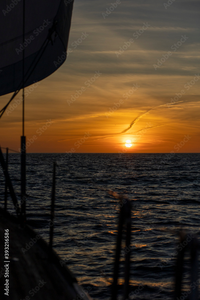 Sticker sunset on the sea