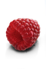 Raspberries on white backbround - close-up