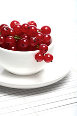 Red currants in white cup
