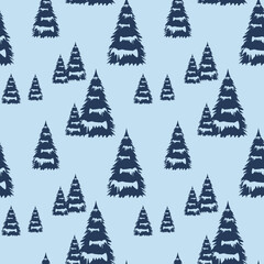 Christmas tree pattern. Winter happy New Year wrapping paper background. Cute ornament. Design for children's fabric, wallpaper, paper, Christmas gift wrapping. Vector illustration flat
