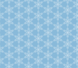 Snowflake simple seamless pattern. Abstract wallpaper, wrapping decoration. Symbol of winter, Merry Christmas holiday, Happy New Year celebration. Windy flakes falling winter seasonal weather vector.