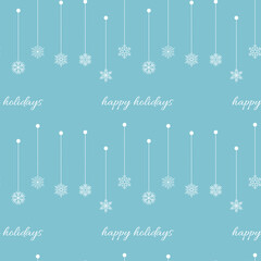 Naklejka na ściany i meble Snowflake simple seamless pattern. Abstract wallpaper, wrapping decoration. Symbol of winter, Merry Christmas holiday, Happy New Year celebration. Windy flakes falling winter seasonal weather vector.