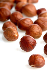 Huzelnits on white background - close-up