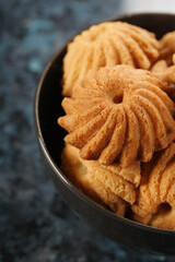 Cookies in black bowl - close-up