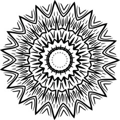 Indian decorative mandala. Black and white texture. Abstract pattern for tattoo and any kind of prints fabric design. Vector illustration