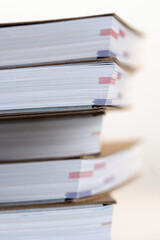 Note books in stack - close-up