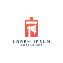 battery and ax negative space logo design